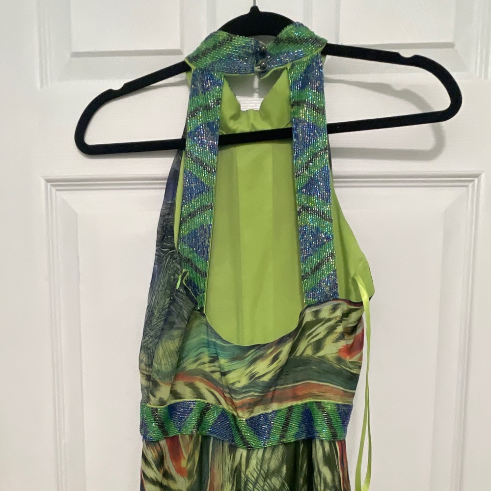 Sheri Bodell Vibrant peacock with sequin accented beading gown - Picture 10 of 12